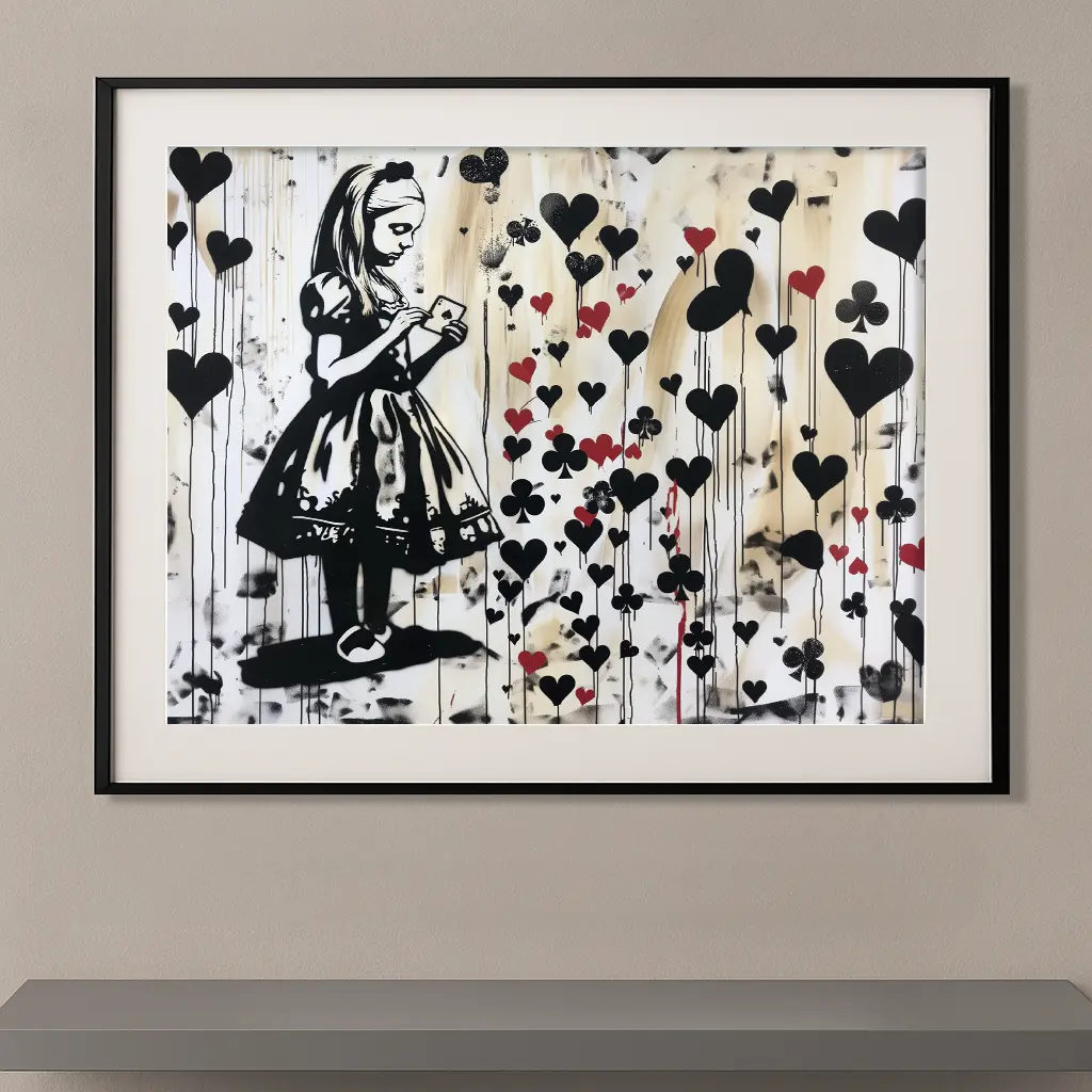 Hommage Banksy-Alice aux Cartes Perdues