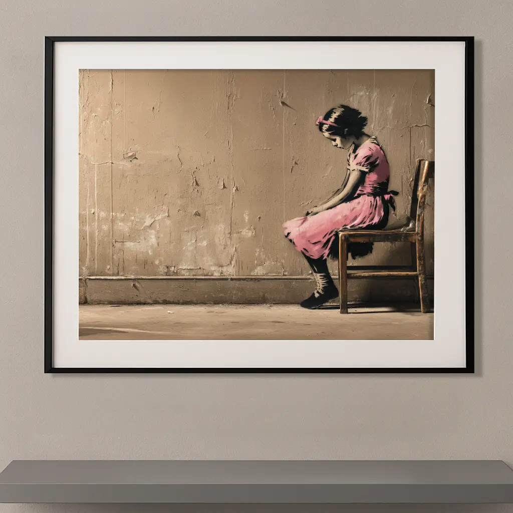 Hommage Banksy-Petite Fille en Rose