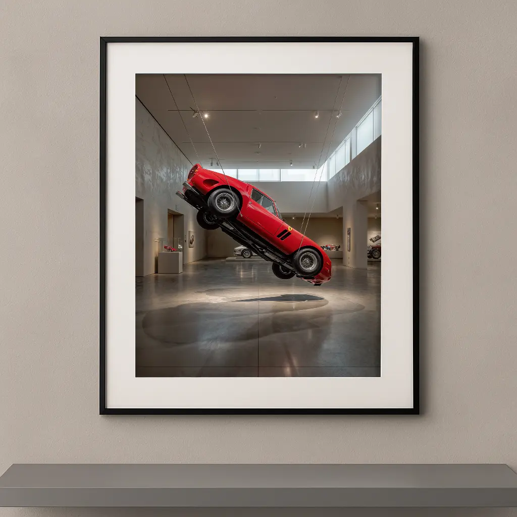 Tableau automobile Ferrari 250 GTO, installation artistique contemporaine, œuvre d’art murale encadrée