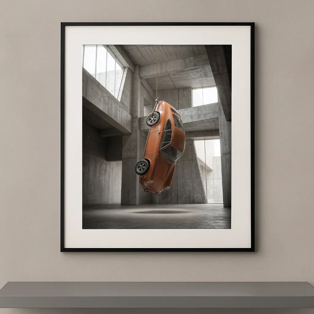 Tableau d’art Porsche 911 Turbo 930 suspendue, icône automobile encadrée pour décoration murale haut de gamme