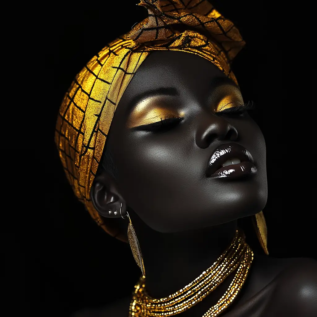 rafyael an african woman with gold jewelry posing at a black ba e139effc 42bc 400b 901d 3b8344b0928d