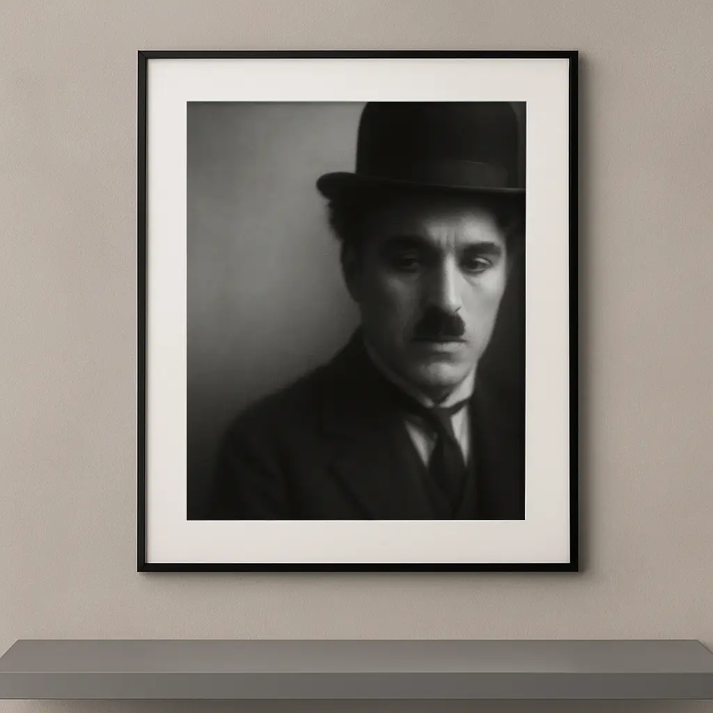 tableau portrait noir et blanc cinéma muet l'icône du muet