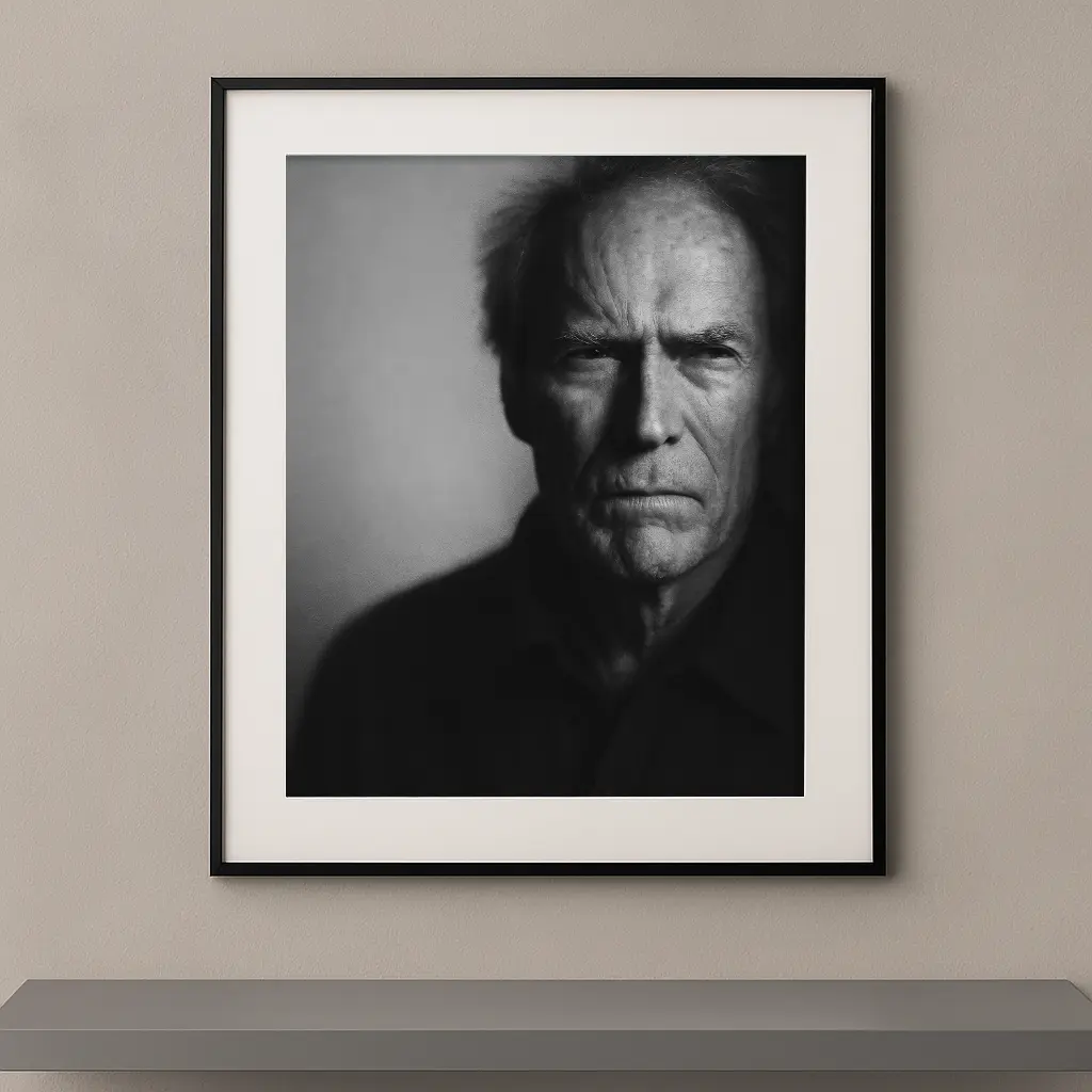 tableau portrait noir et blanc western le justicier solitaire