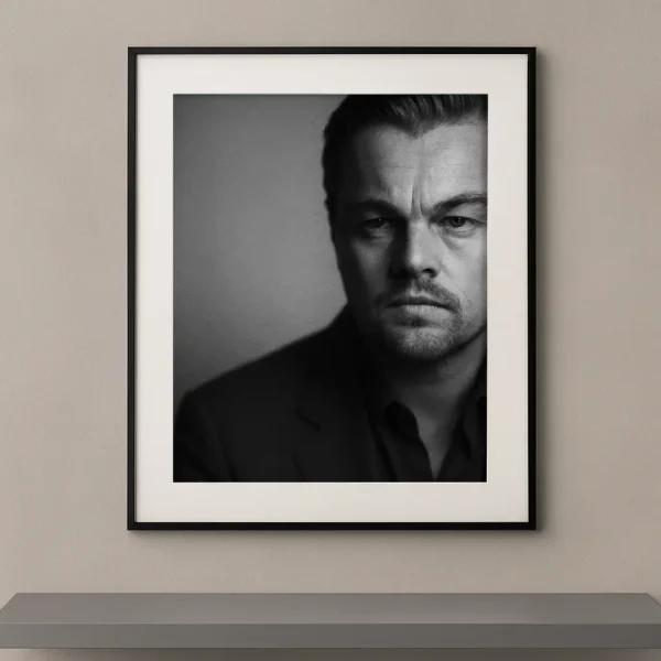 tableau portrait noir et blanc intense regard d'acier