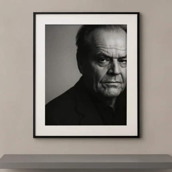 tableau portrait noir et blanc regard perçant l'œil du fauve