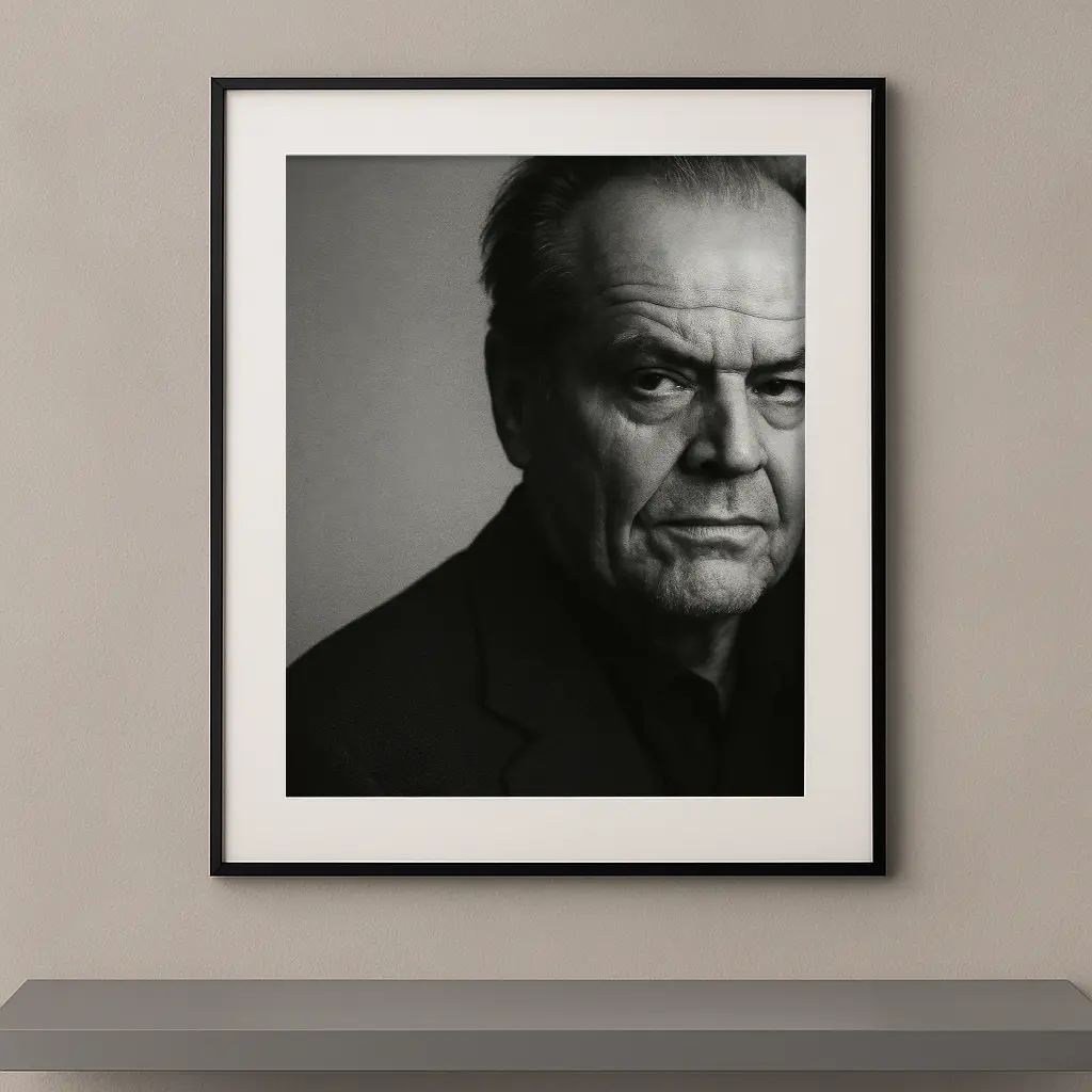 tableau portrait noir et blanc regard perçant l'œil du fauve