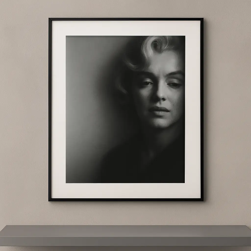 tableau portrait noir et blanc glamour hollywoodien l'icône blonde