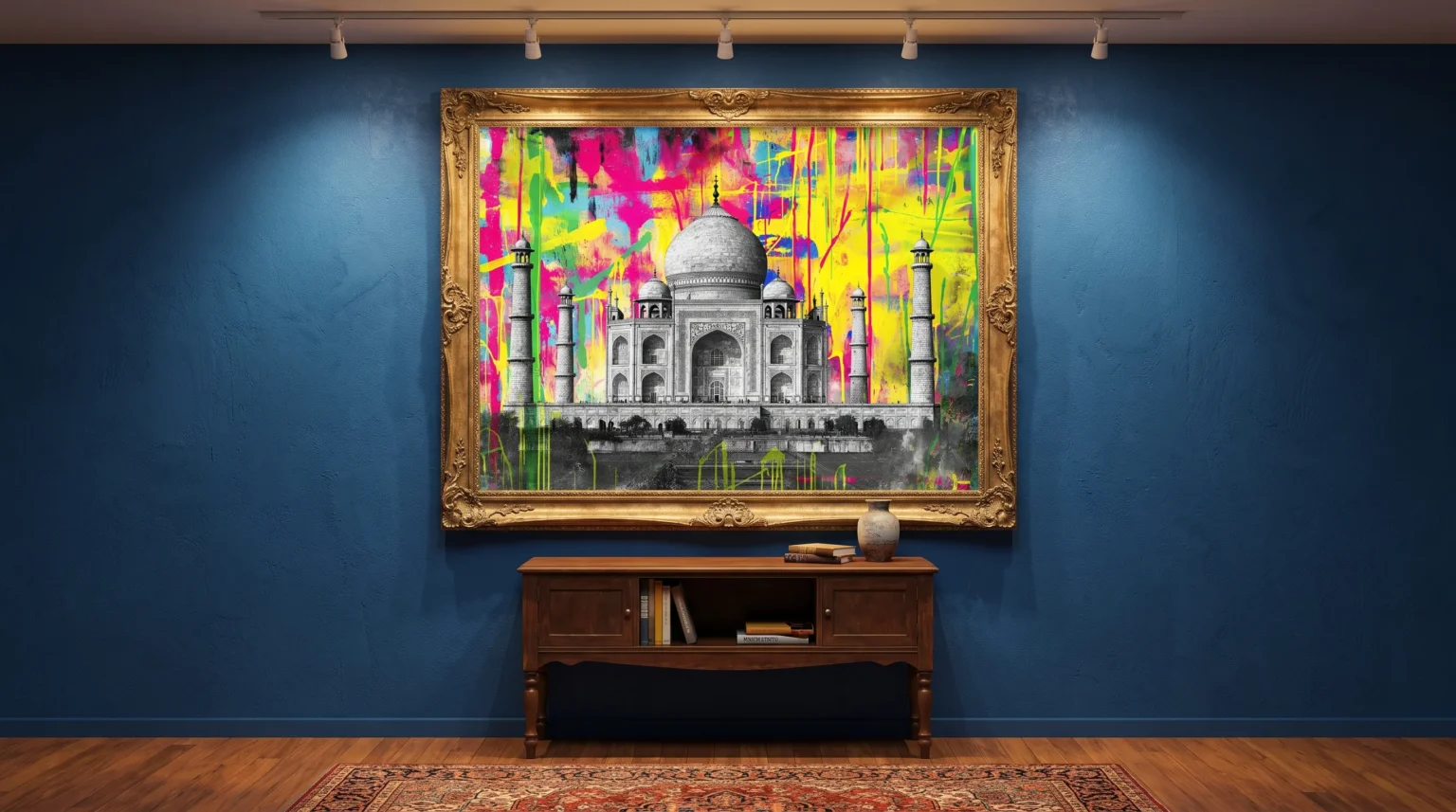 Composition Street Art et Pop Art dans un intérieur contemporain