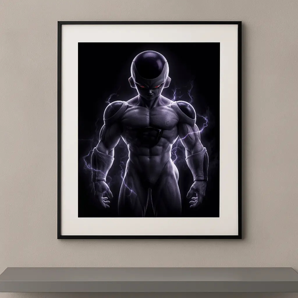 Freezer Dark Icons silhouette violette foudre fond noir Dragon Ball — Graphic Avenue