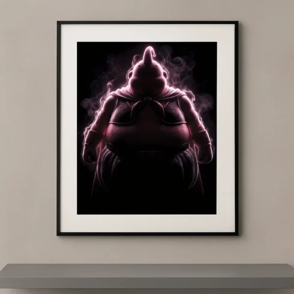 Majin Buu Dark Icons silhouette rose fumée fond noir Dragon Ball — Graphic Avenue