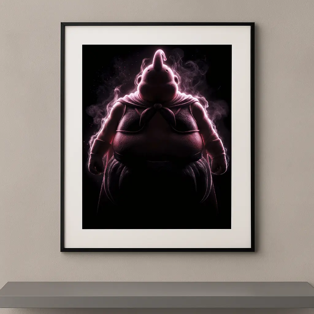 Majin Buu Dark Icons silhouette rose fumée fond noir Dragon Ball — Graphic Avenue