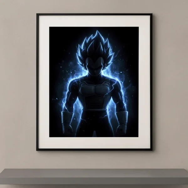 Vegeta Dark Icons silhouette bleue foudre fond noir Dragon Ball — Graphic Avenue