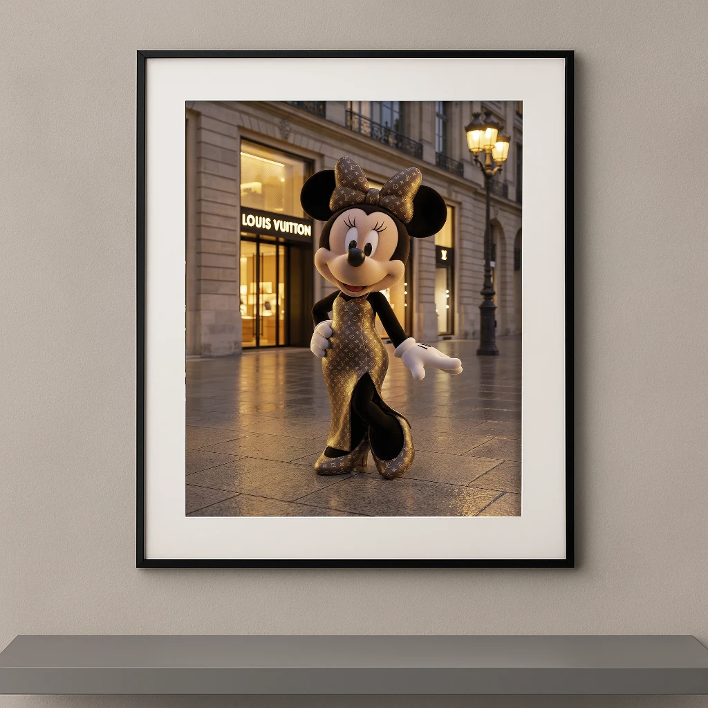 Tableau souris fashion pop devant une boutique de luxe parisienne Graphic Avenue