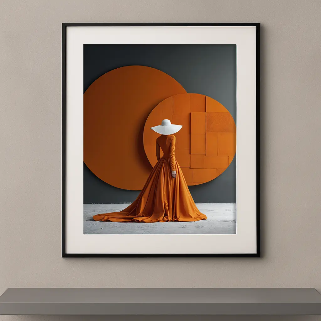 Tableau Figures et Formes Orange Géométrique avec silhouette orange et formes circulaires contemporaines Graphic Avenue