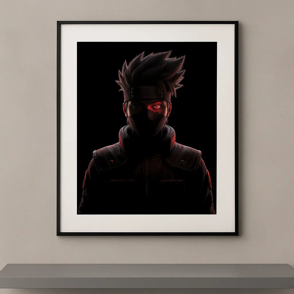 Kakashi Dark Icons silhouette masquée œil Sharingan rouge fond noir Naruto Shippuden — Graphic Avenue
