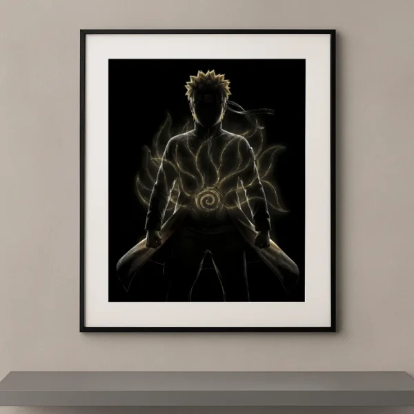 Naruto Dark Icons silhouette dorée sceau Renard fond noir Naruto Shippuden — Graphic Avenue