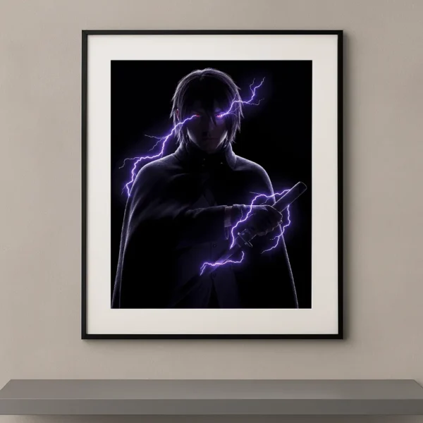 Sasuke Dark Icons silhouette violette foudre Sharingan fond noir Naruto Shippuden — Graphic Avenue