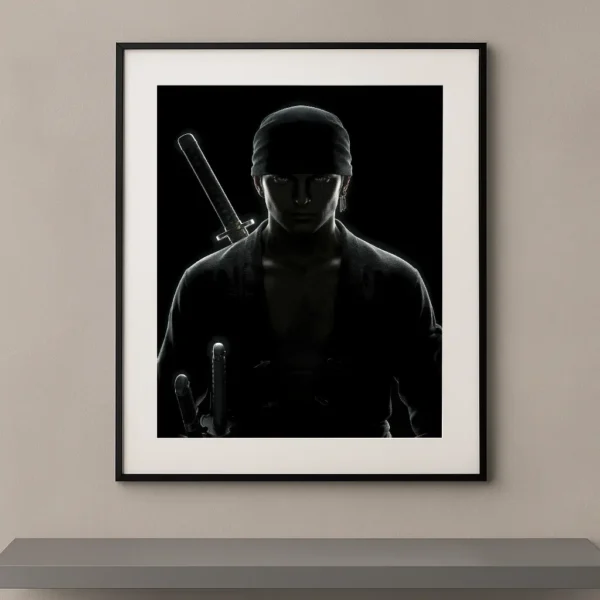 Zoro Dark Icons silhouette katanas argent fond noir One Piece — Graphic Avenue