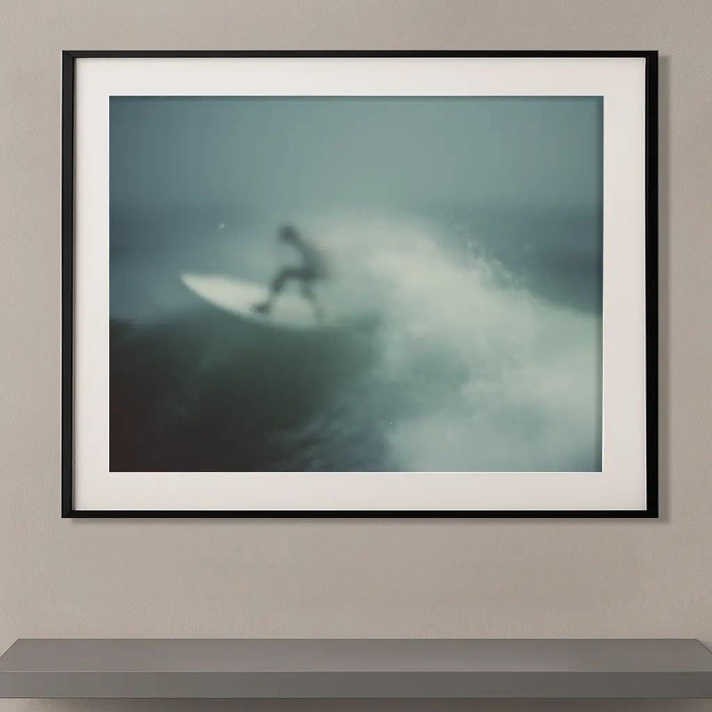 Tableau surf en mouvement avec surfeur flouté dans une vague Graphic Avenue