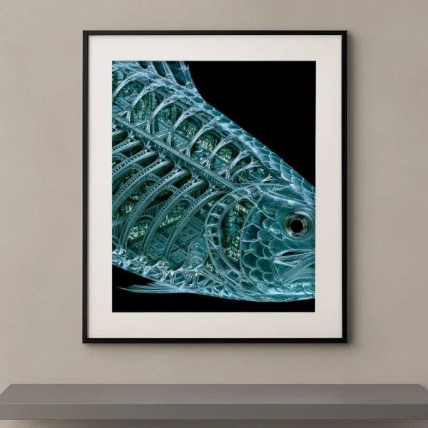Anatomie d’une Cité, poisson translucide contenant une architecture urbaine futuriste