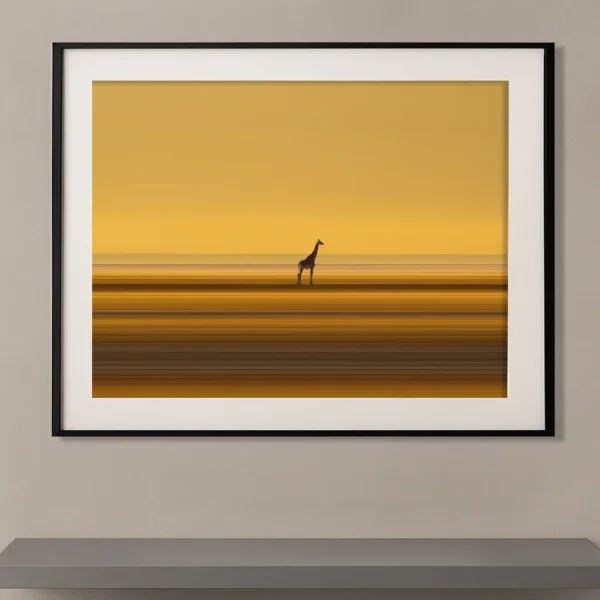 Lignes horizon girafe silhouette savane bandes dorées coucher soleil — Graphic Avenue