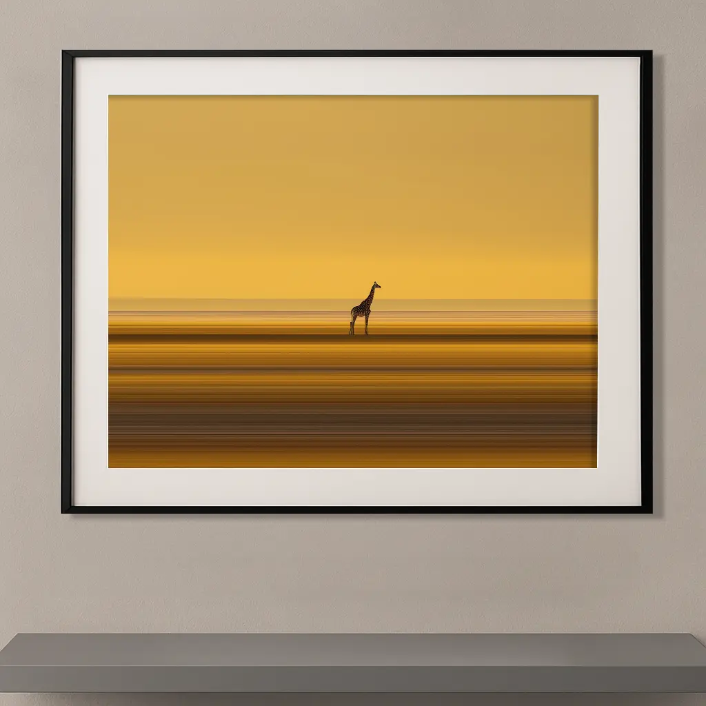 Lignes horizon girafe silhouette savane bandes dorées coucher soleil — Graphic Avenue