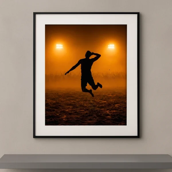 Tableau mural silhouette de joueur de volleyball en plein smash