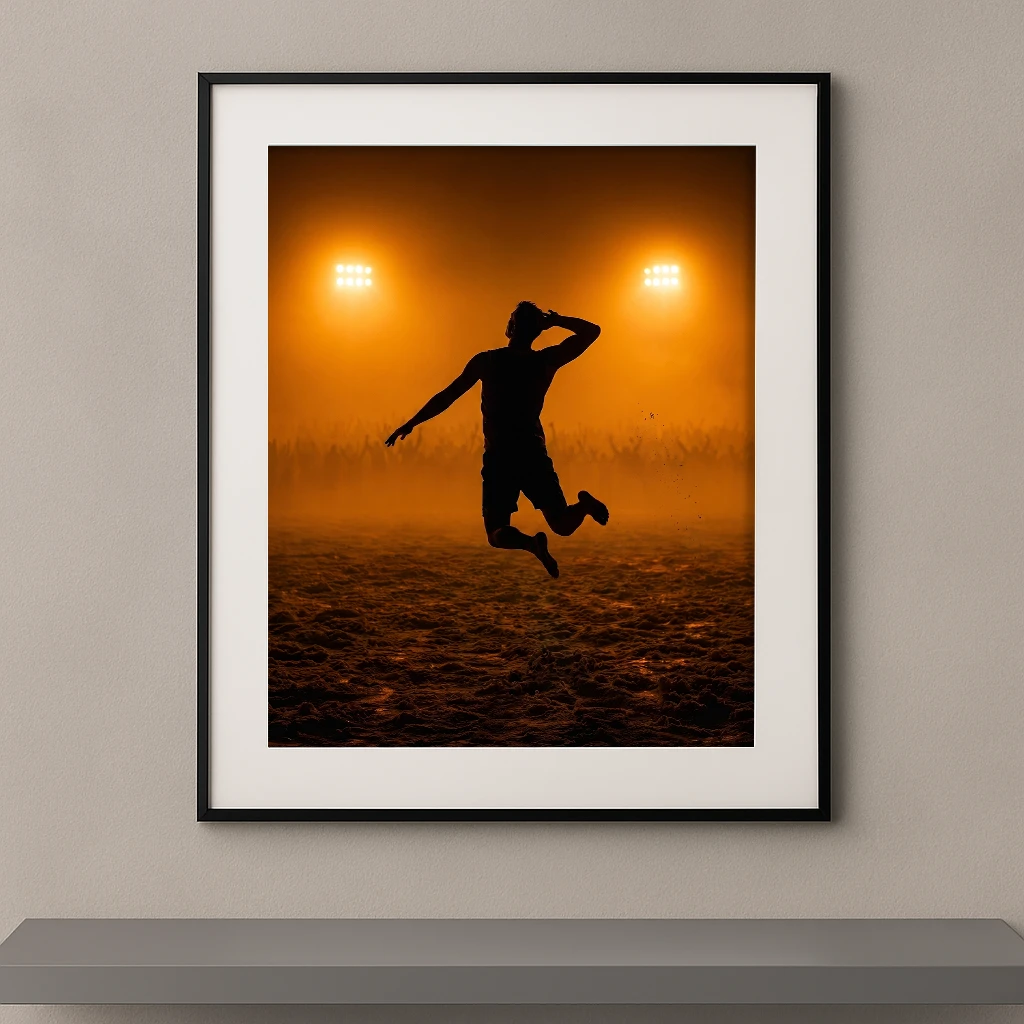 Tableau mural silhouette de joueur de volleyball en plein smash