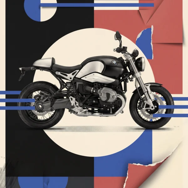 Bauhaus Boxer — BMW R nineT aux codes graphiques du Bauhaus, géométrie minimaliste, art mural premium