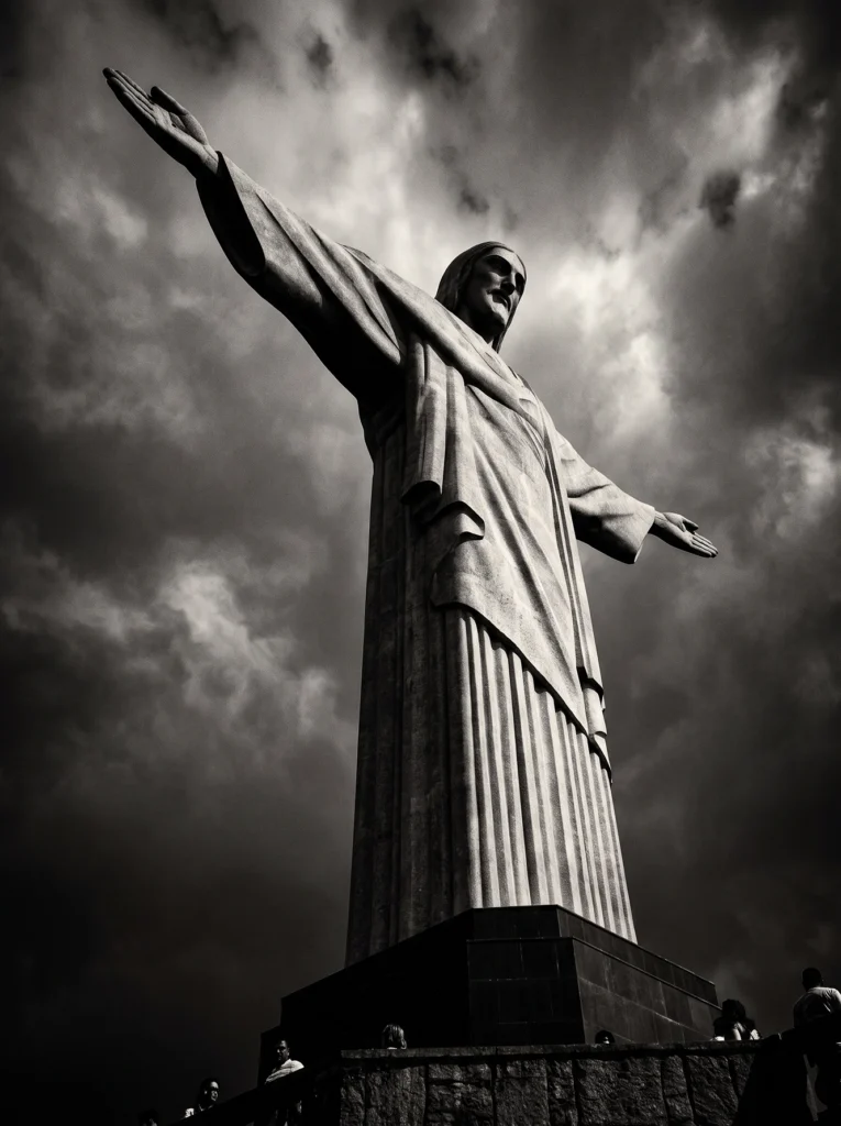 Christ Rédempteur Céleste — Tableau Rio Noir et Blanc