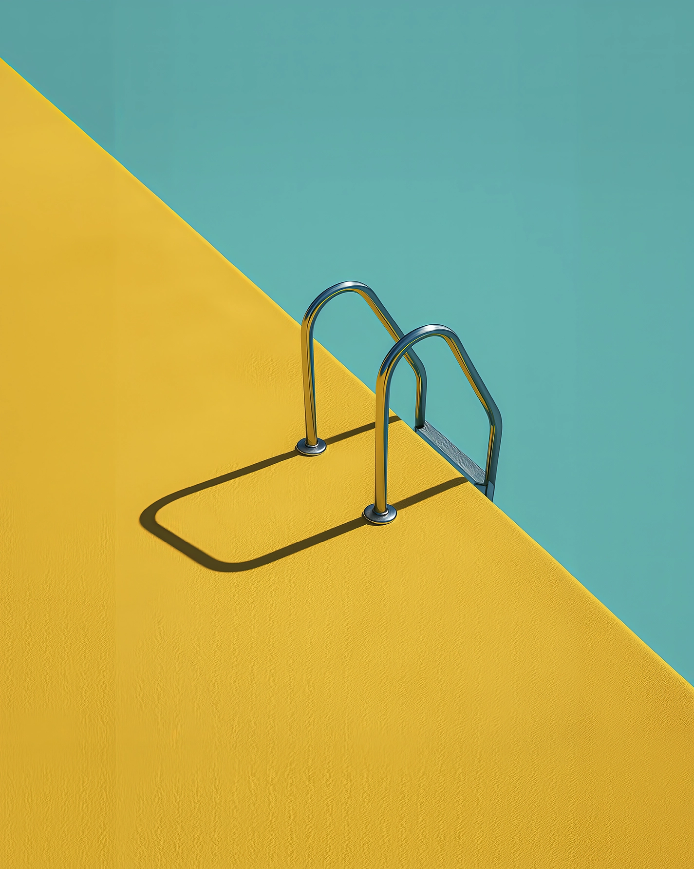Échelle d'Été — échelle de piscine en composition graphique minimaliste et lumineuse, art mural premium