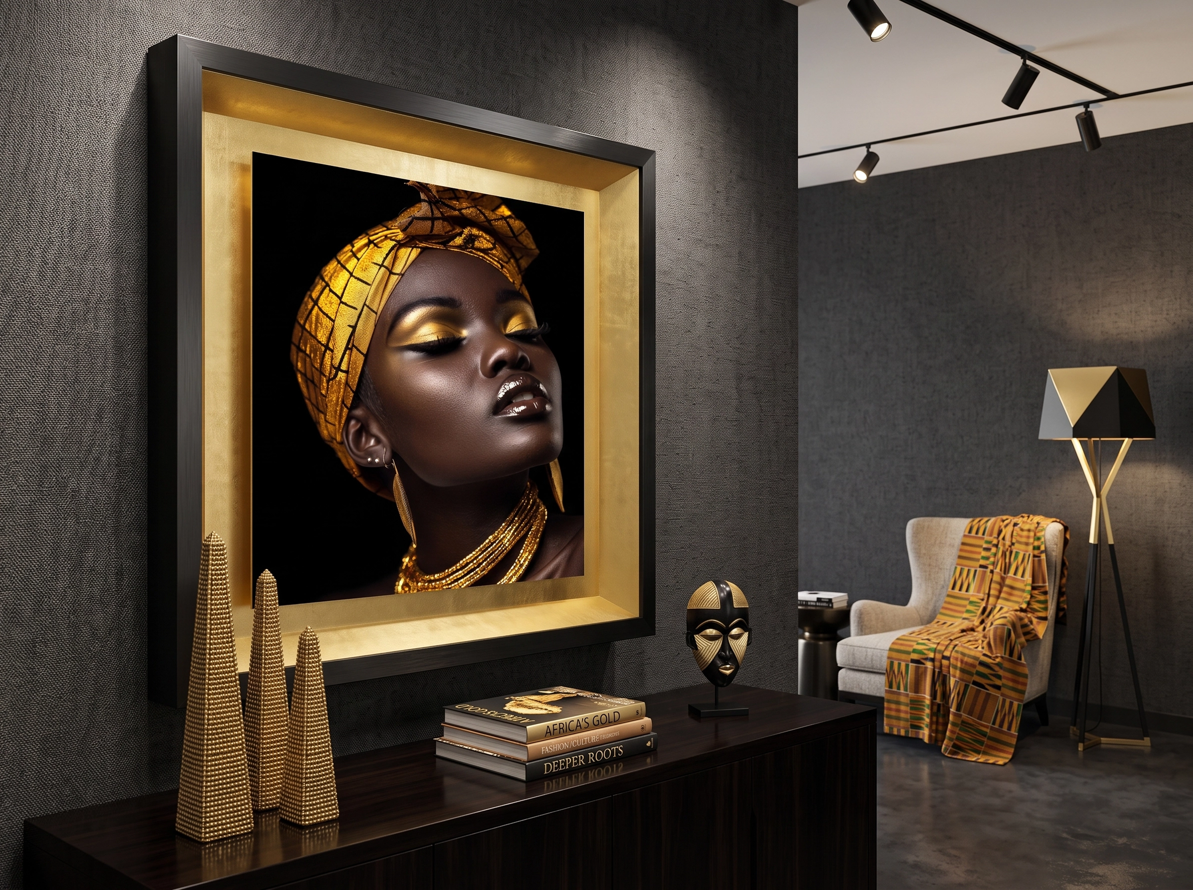 Mise en situation du tableau Beauté ethnique Éclat Royal dans un décor élégant