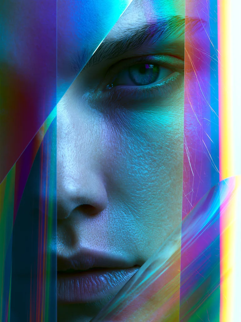 Éclats de Néon — Tableau Portrait Artistique Coloré