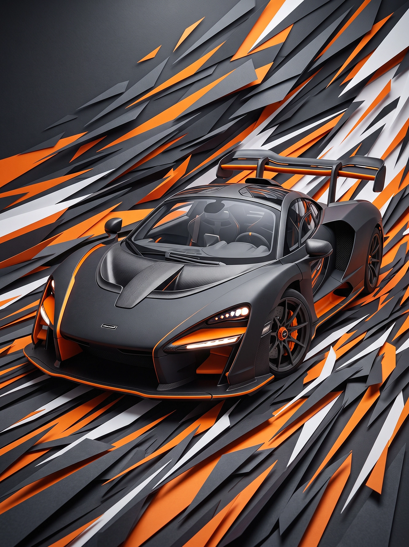 Explosion Iconique — Lamborghini Countach en composition géométrique explosive, art mural premium