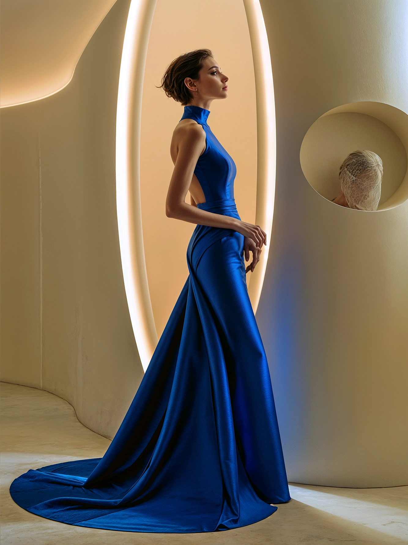 Figures & Formes — Portique Azur, composition sculpturale bleu azur, art mural premium