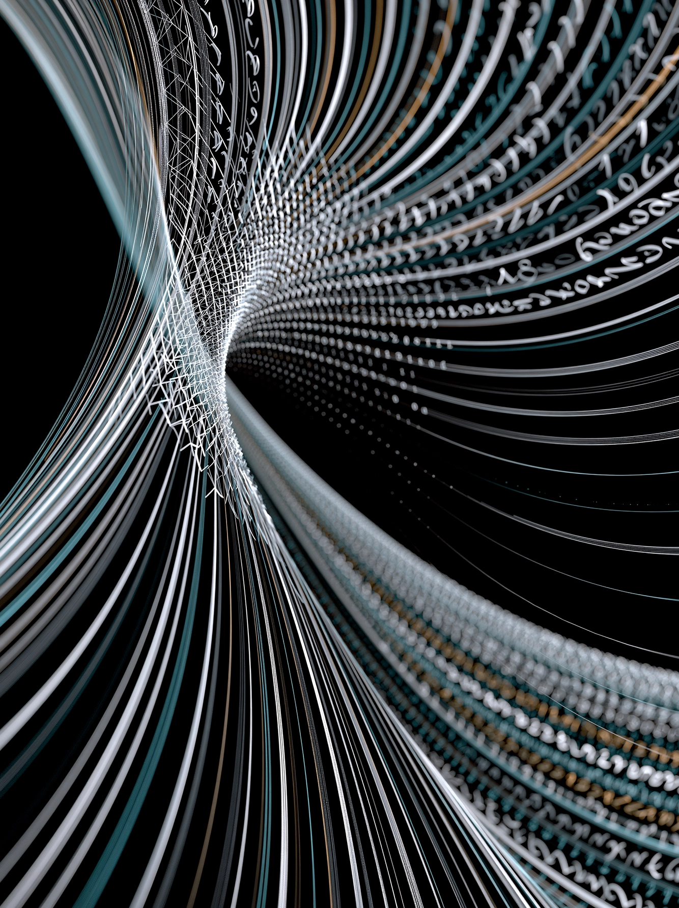 Flux Quantique — milliers de lignes numériques en architecture fluide et hypnotique, art mural premium