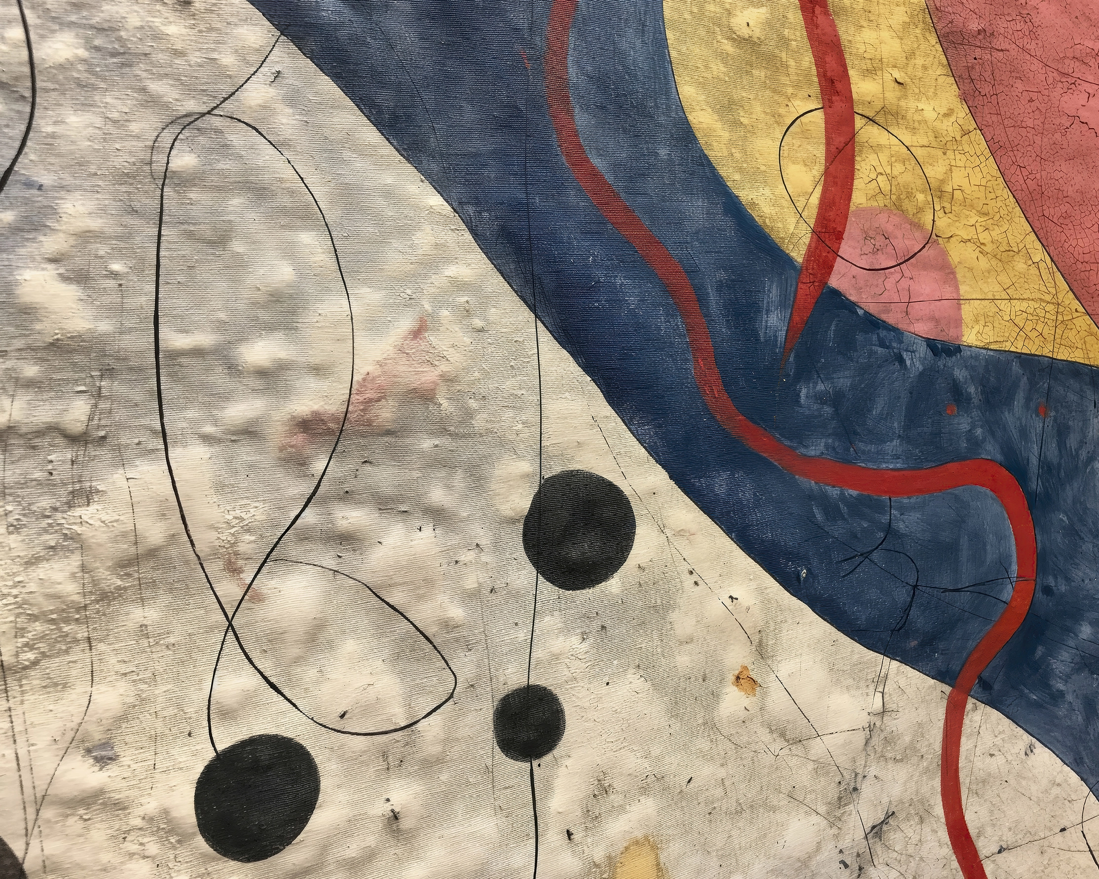 Hommages — Constellation Organique, lignes flottantes et couleurs minérales hommage à Joan Miró, art mural premium