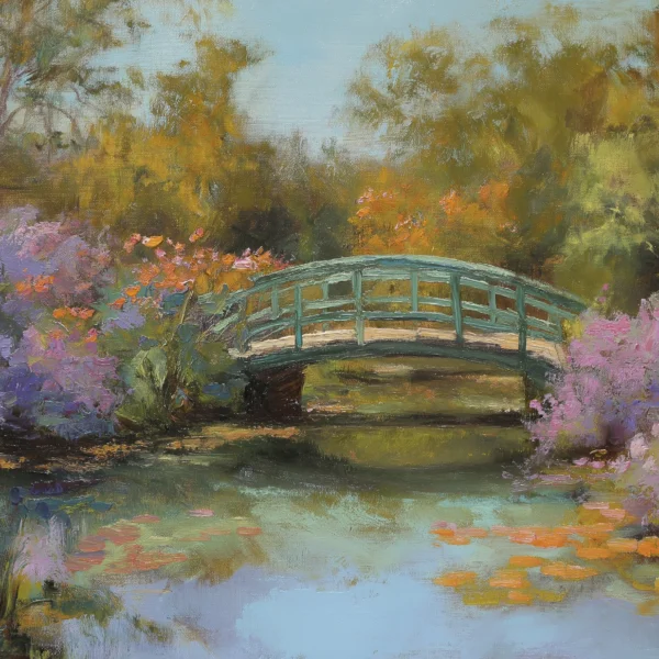 Hommages — Jardin d'Éternité, pont japonais et nymphéas impressionnistes hommage à Claude Monet, art mural premium