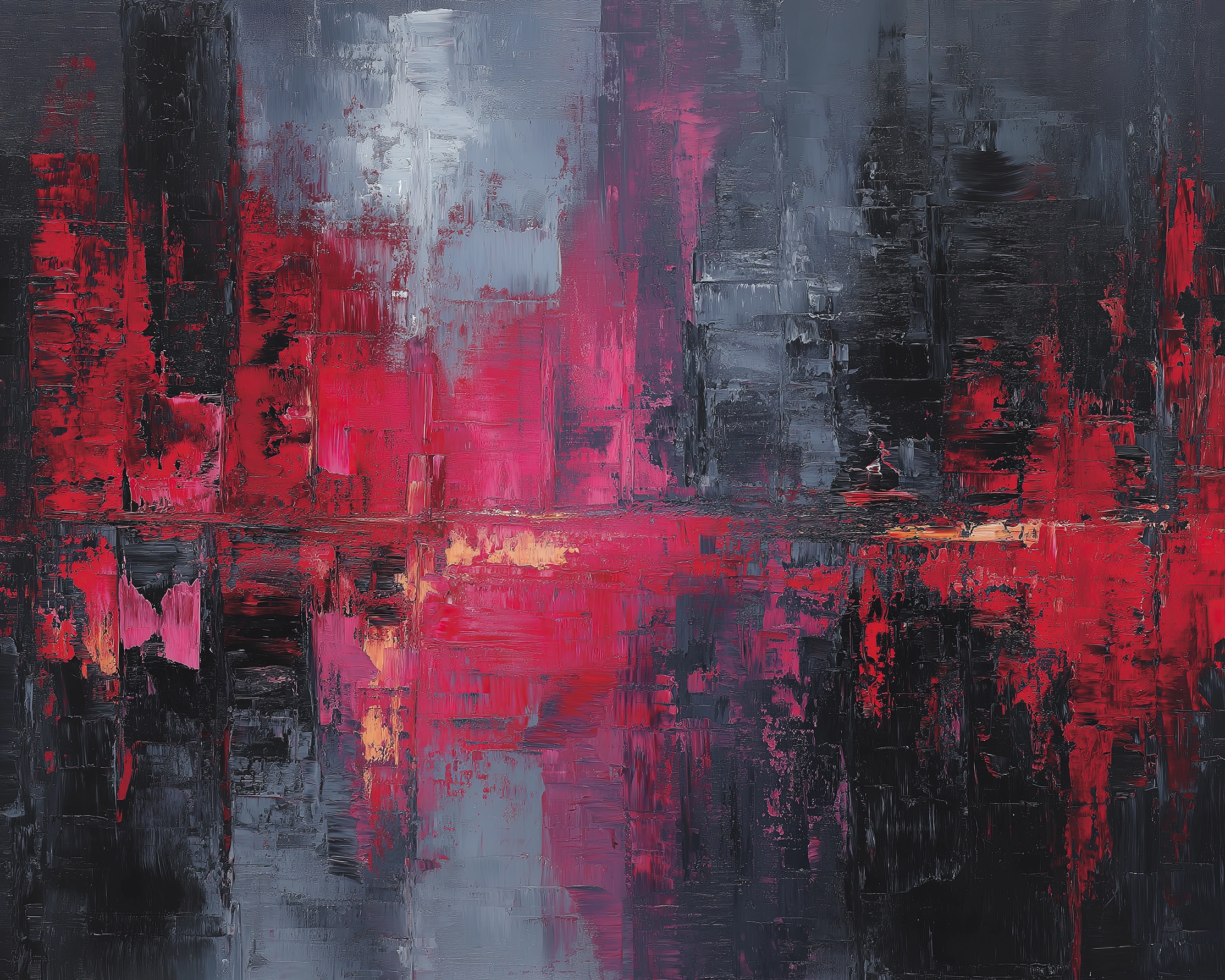 Hommages — Résonance Écarlate, rouges intenses et textures vibrantes hommage à Gerhard Richter, art mural premium