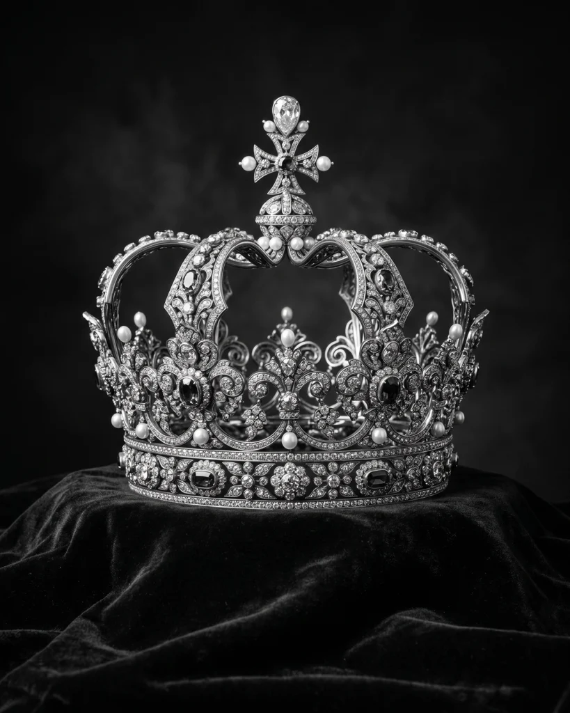 La Couronne — Tableau Objet Royal Noir et Blanc