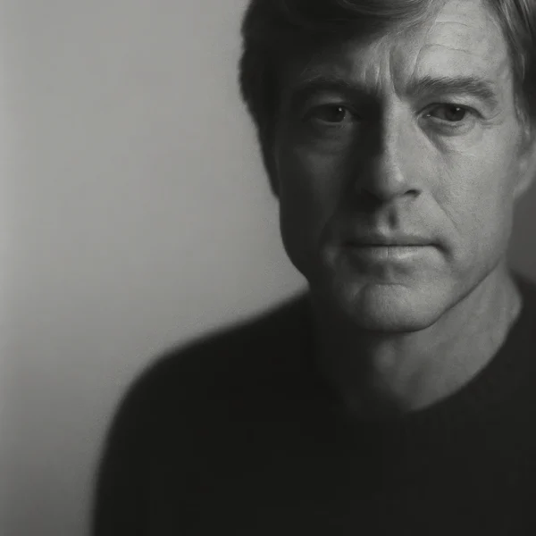 Le Héros Doré — portrait noir et blanc âge d'or, regard clair et prestance solaire, hommage au Nouvel Hollywood, art mural premium