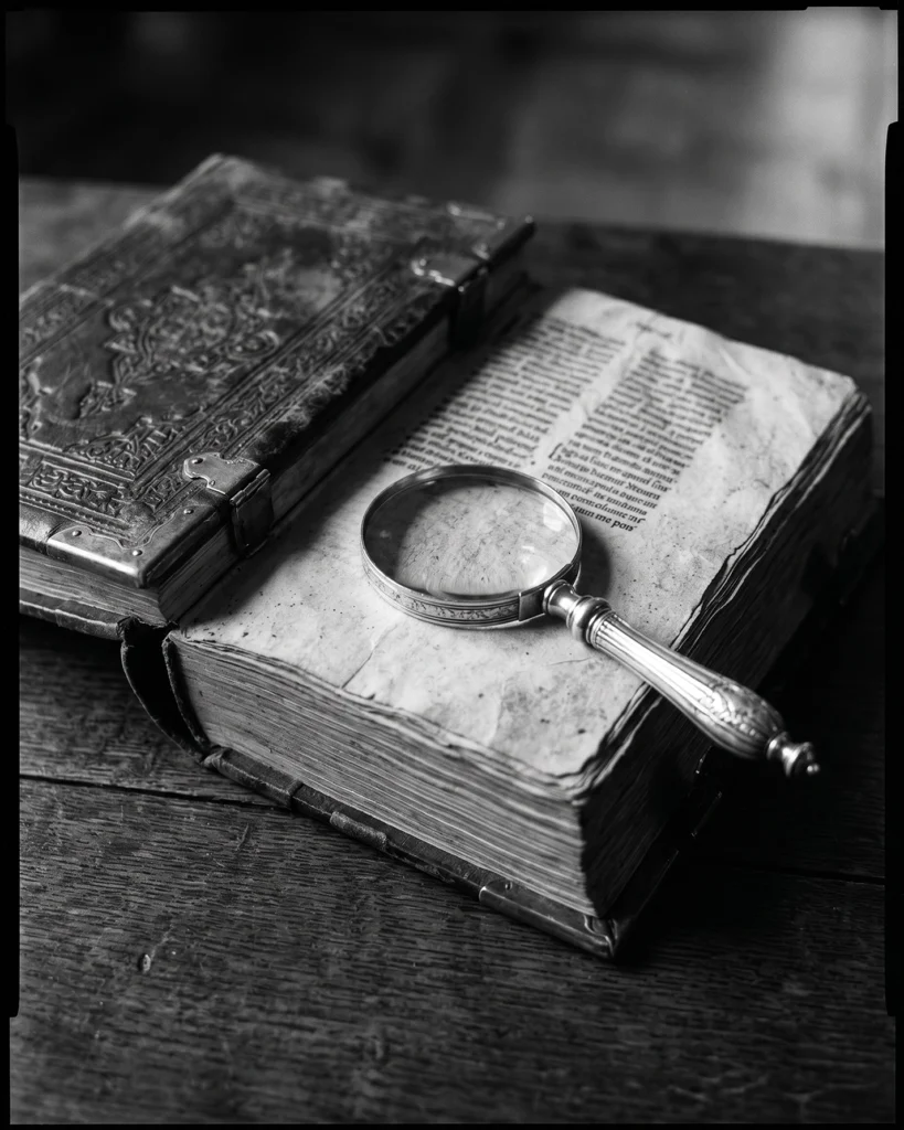Le Manuscrit — Tableau Livre Ancien Noir et Blanc