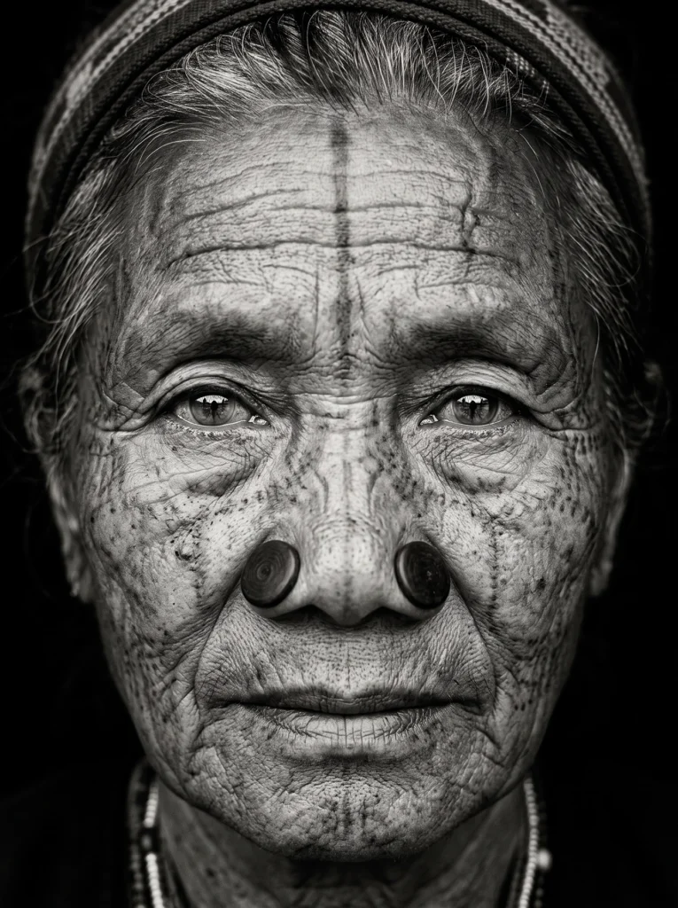 Les Marques du Temps — Tableau Portrait Femme Noir et Blanc
