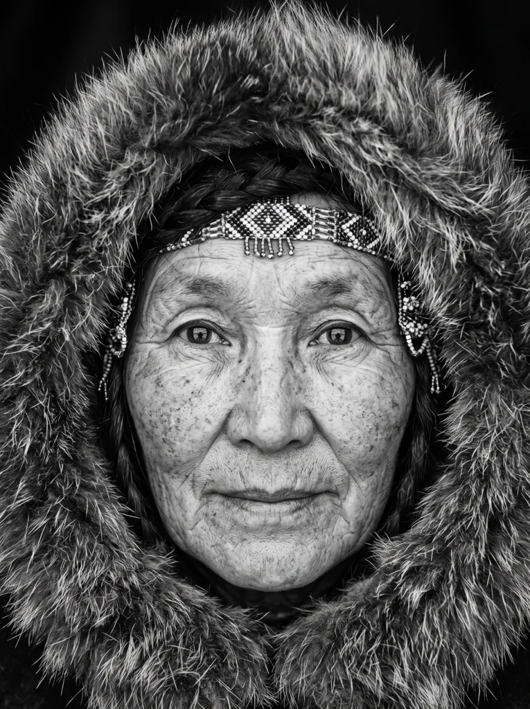 Mémoire du Grand Nord — Tableau Portrait Femme Noir et Blanc