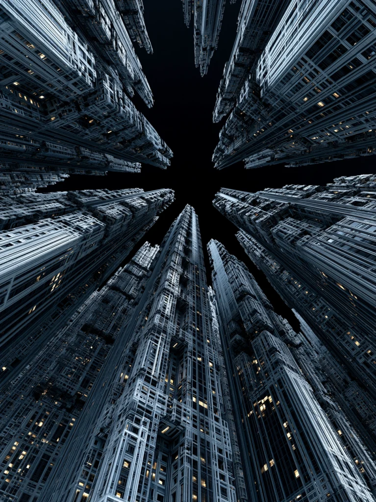 Métropole Verticale — Tableau Architecture Futuriste