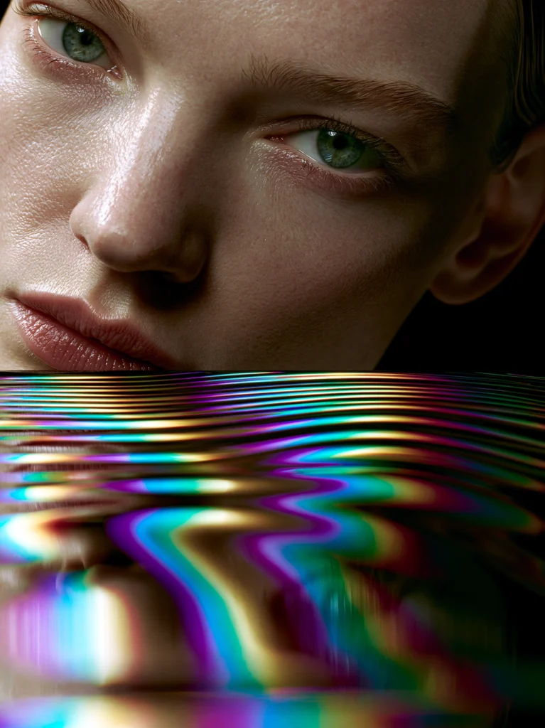 Ondes Prismatiques — Tableau Portrait Surréaliste
