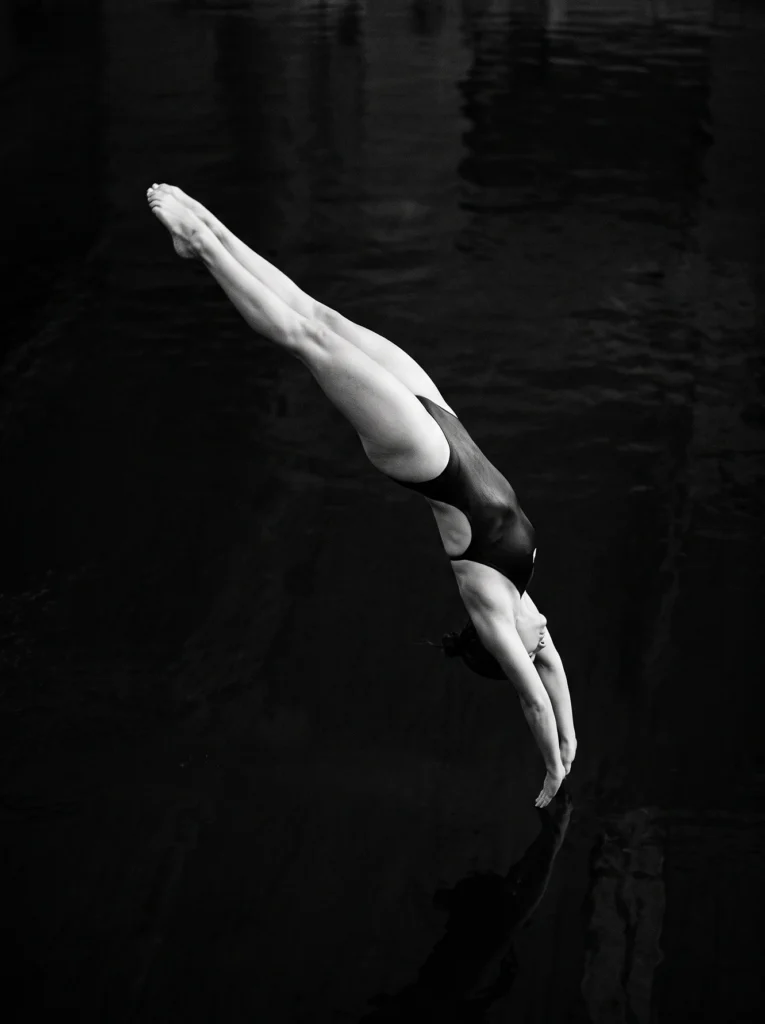 Plongée — Tableau Plongeuse Noir et Blanc