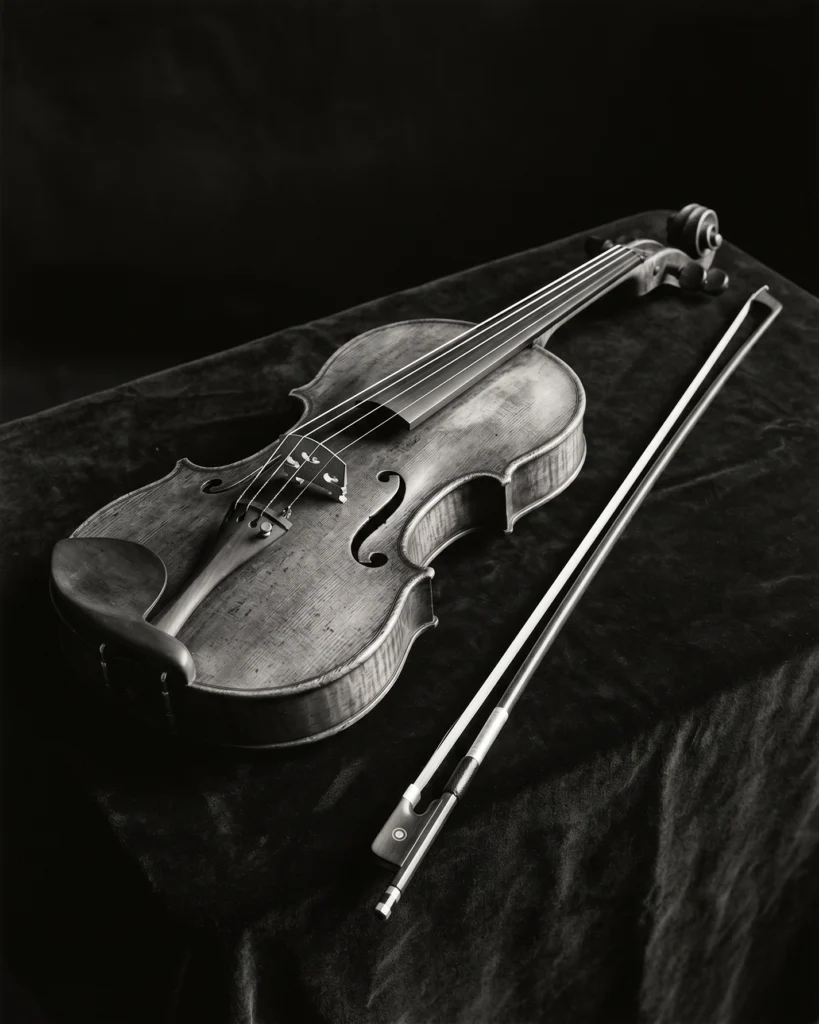 Stradivarius Éternel — Tableau Violon Noir et Blanc