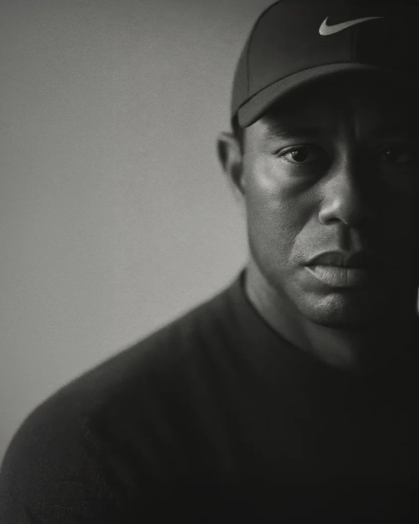 Tiger Woods Concentration — Tableau Portrait Noir et Blanc