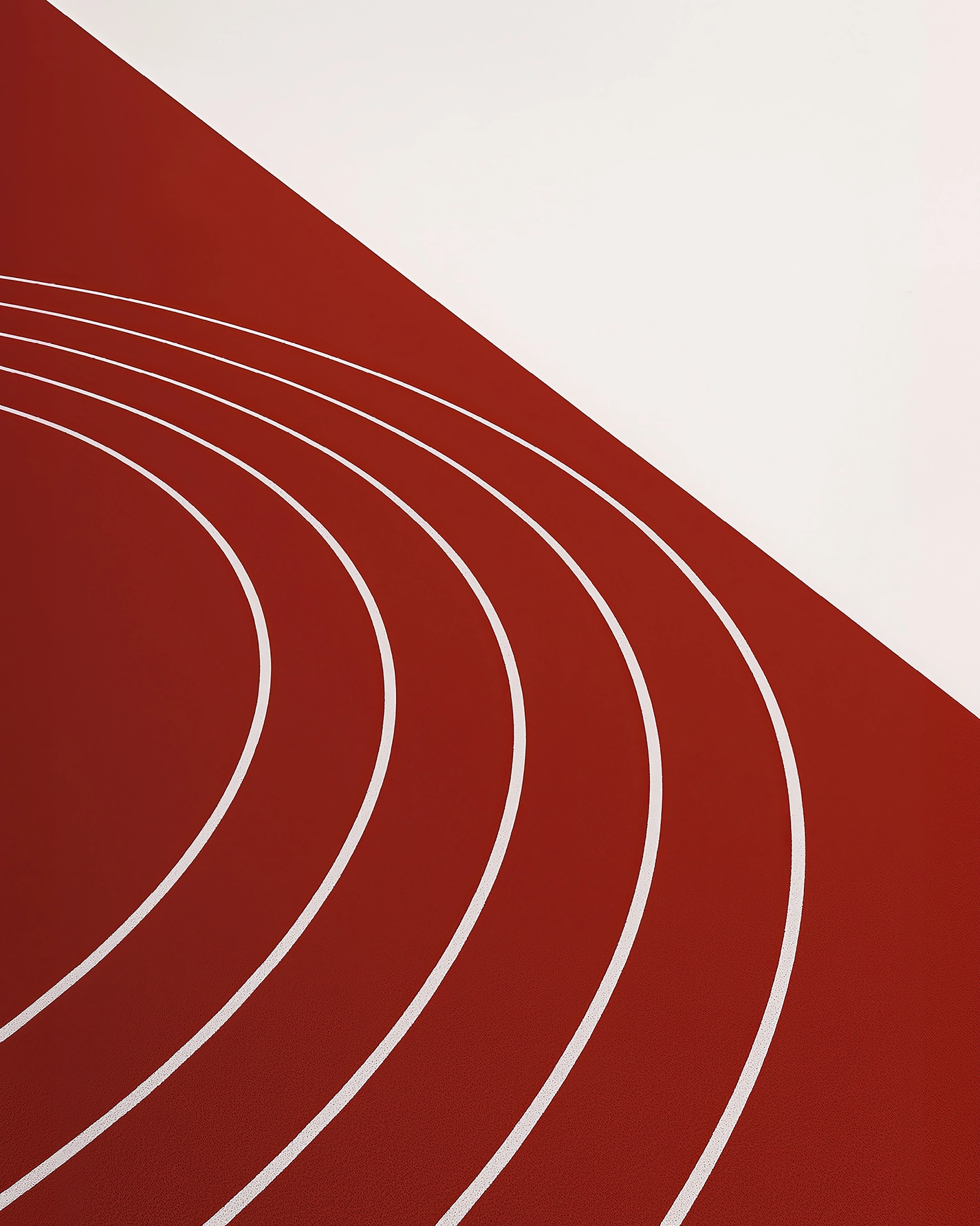 Trajectoire — courbes d'une piste d'athlétisme en composition graphique minimaliste, art mural premium